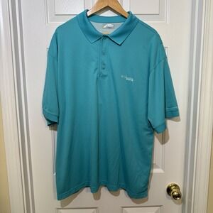 Columbia Omni Shade Turquoise Polo Shirt Vented Back‎ Panel Size 2XL